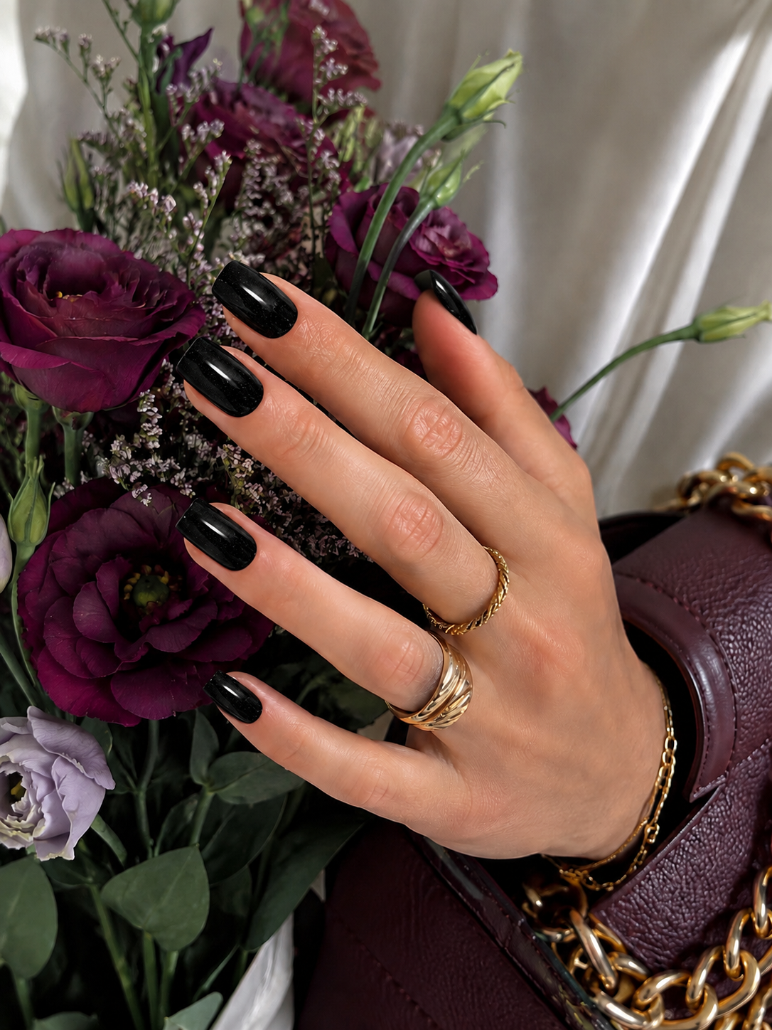 Autocollant pour ongles en gel UV noir paillettes
