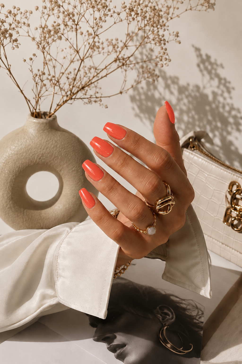 Nail art gel semi permanent orange