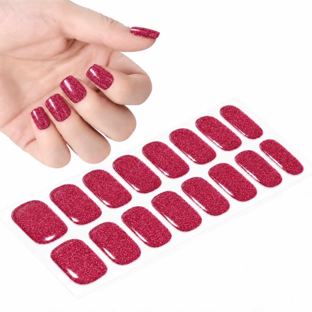 Nail wraps sticker gel magenta glitter