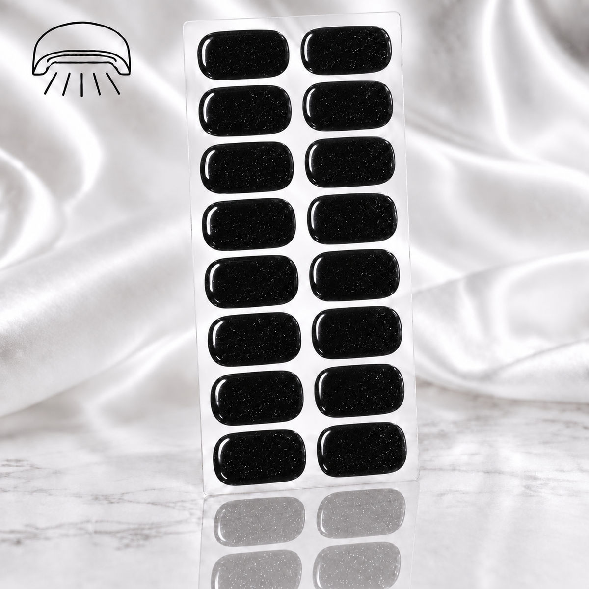 Autocollant pour ongles en gel UV noir paillettes