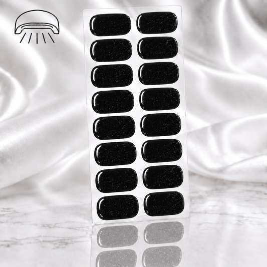 Autocollant pour ongles en gel UV noir paillettes