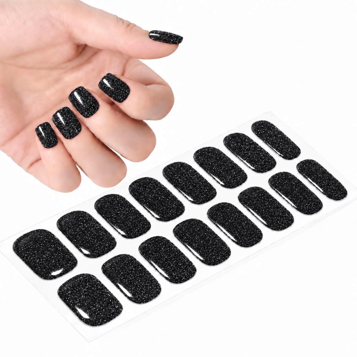 Nail wrap noir à paillettes
