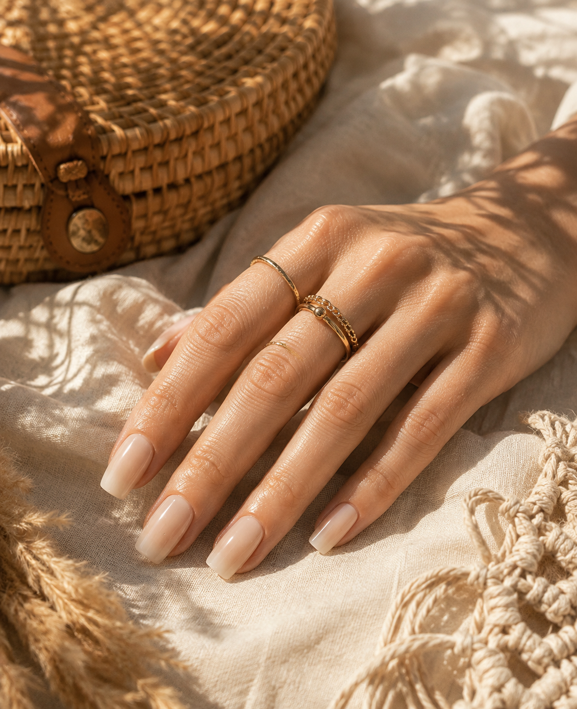 Nail art vernis autocollant nude beige dégradé
