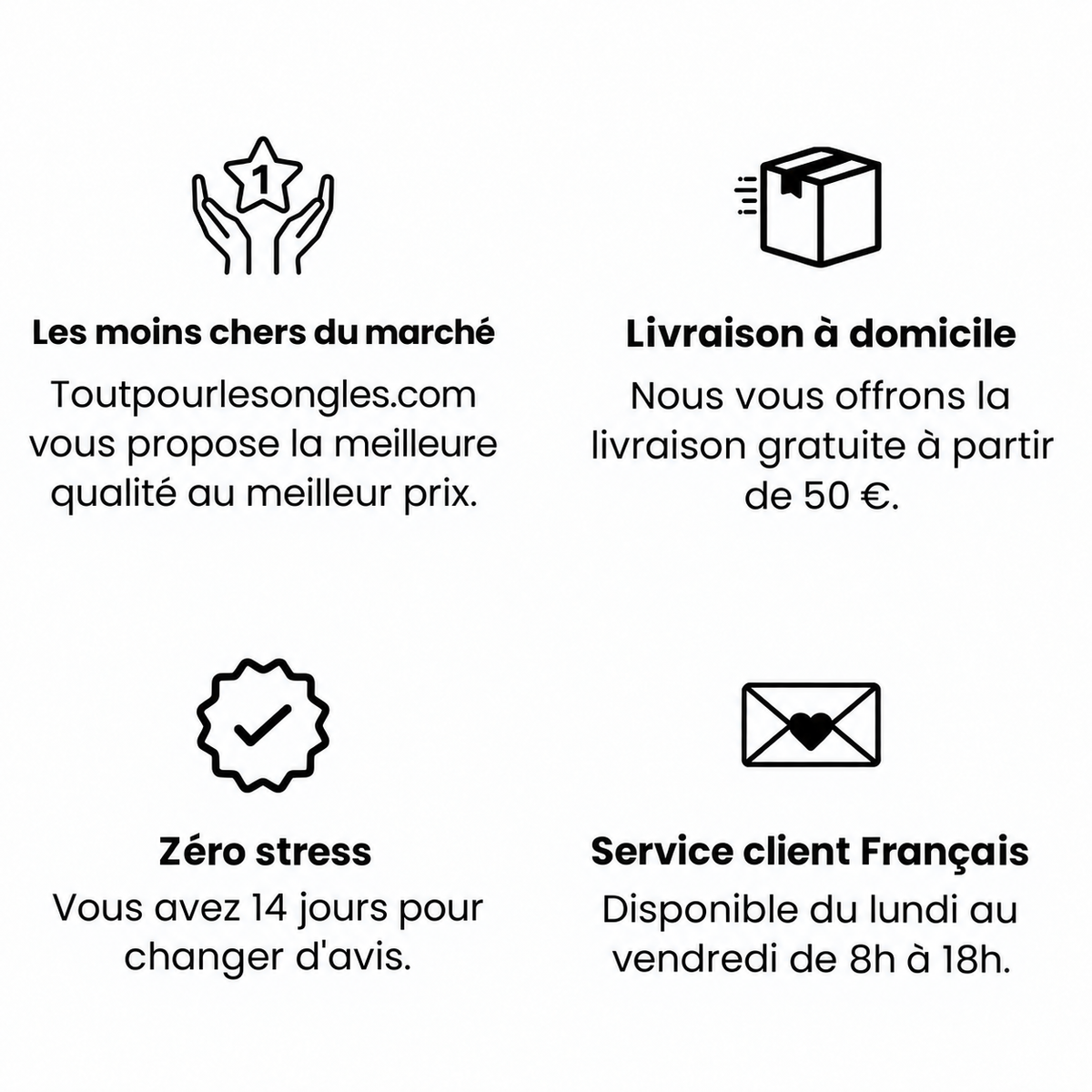 Informations clients – Tout pour les ongles : livraison, paiement et service client