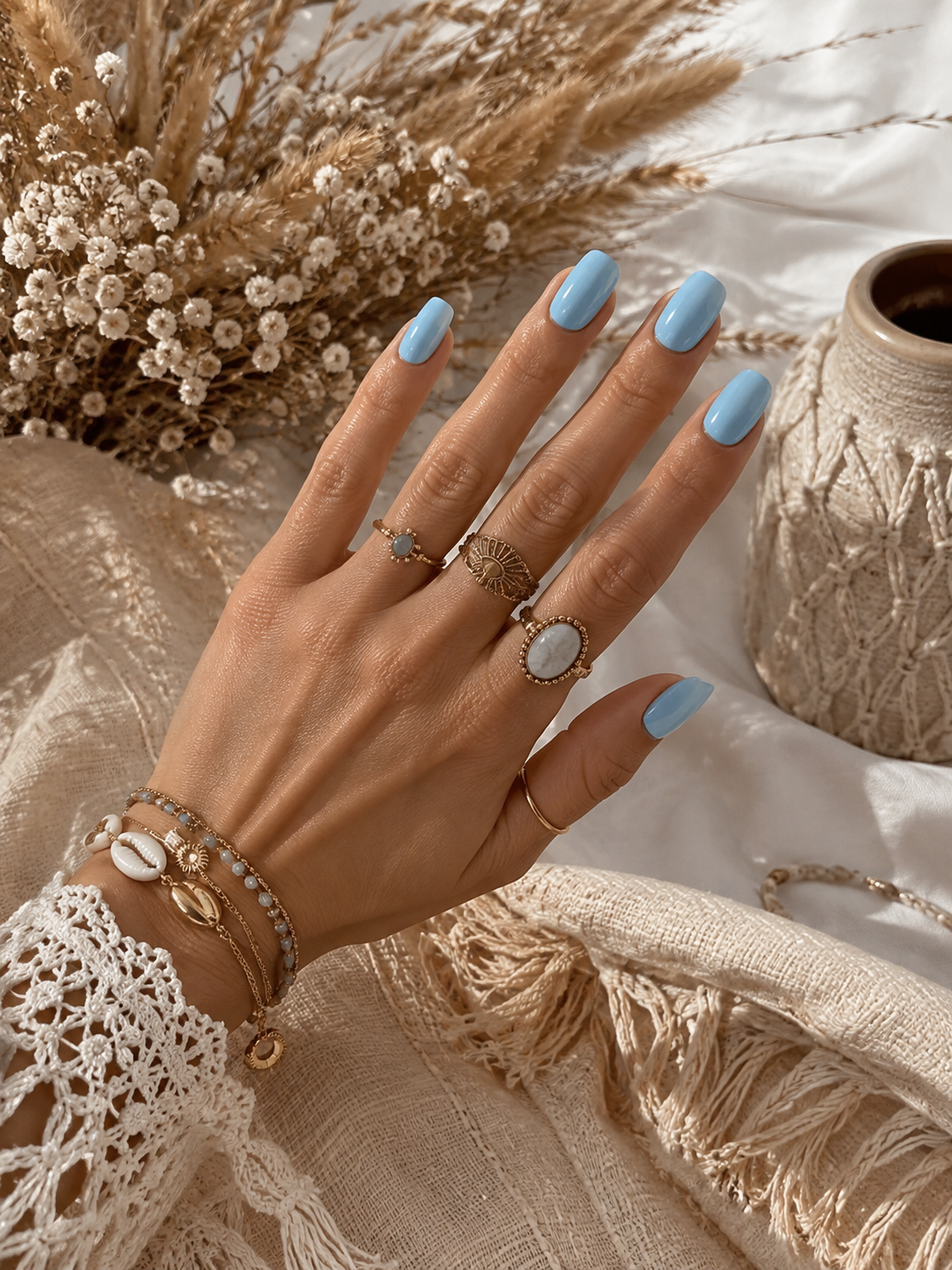 Nail sticker ongles bleu ciel