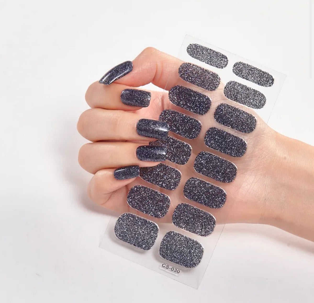 Sticker pour les ongles noir paillettes 