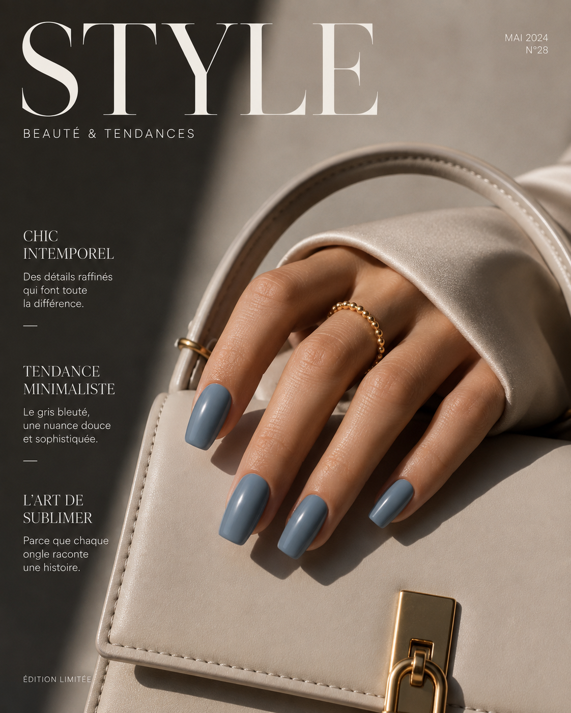 Nail wrap gris sans lampe