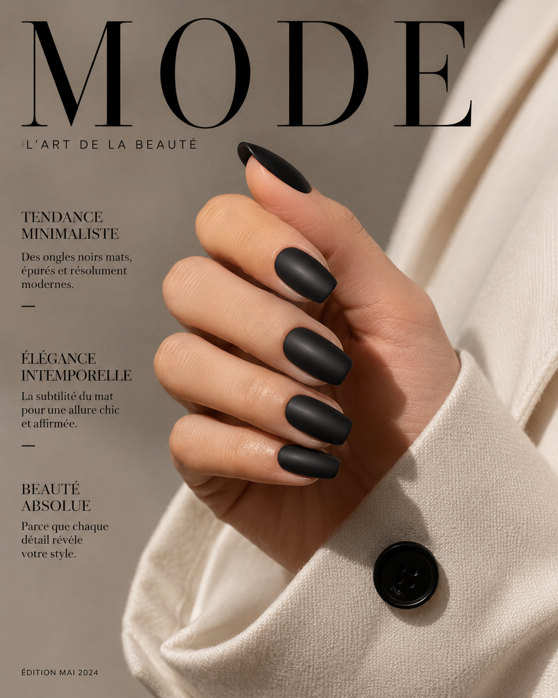 Nail wrap gris noir 