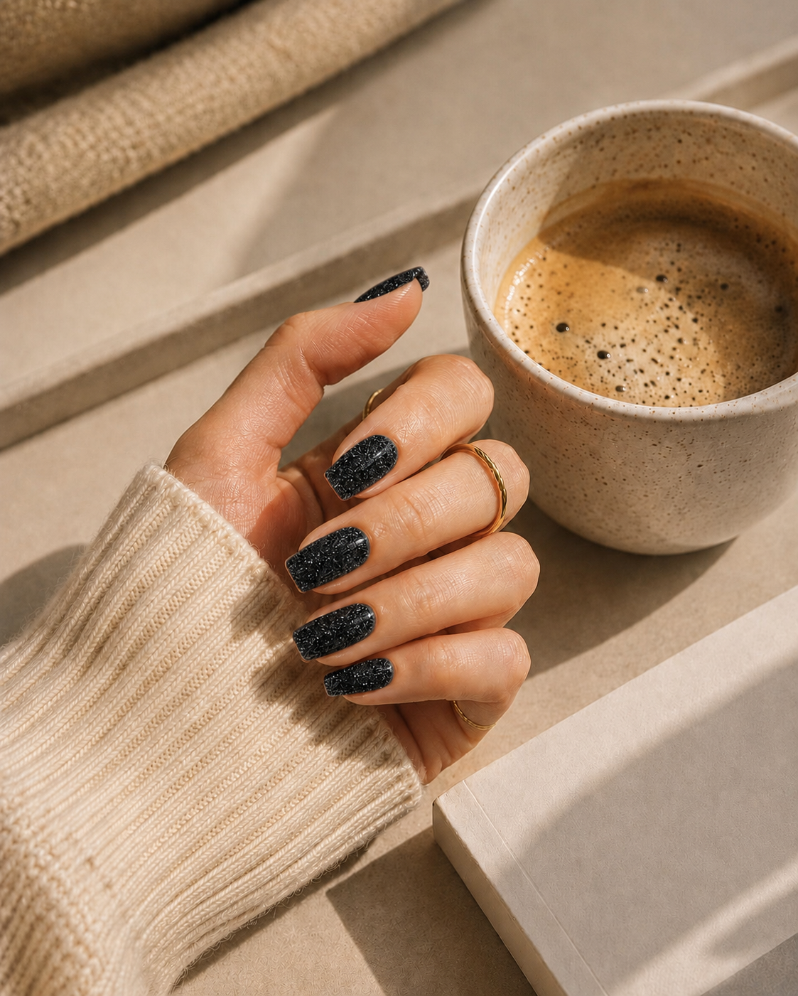 Nail wrap pailletee noir