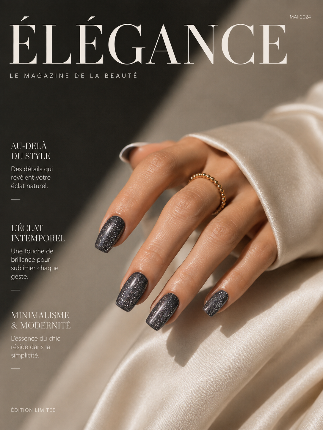 Vernis adhésif noir pailleté