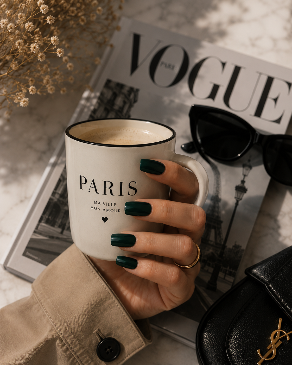 Sticker ongle vert foncé 