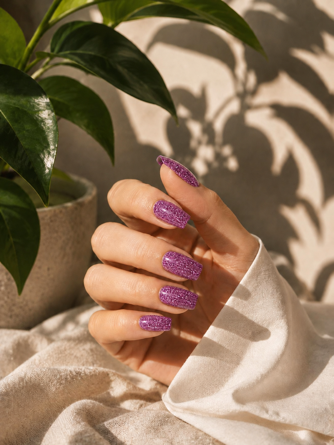 Vernis, autocollant fuchsiapaillettes