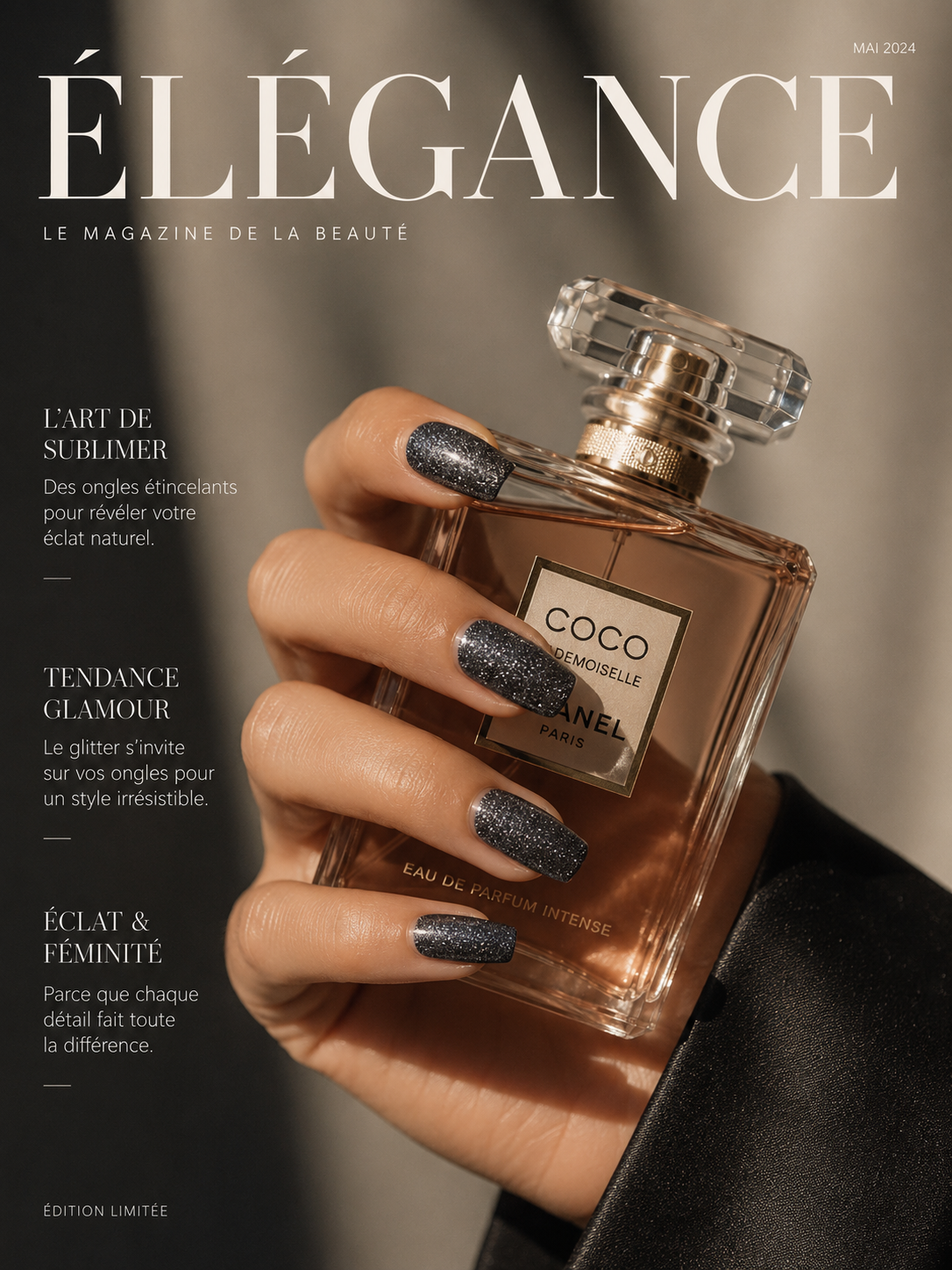 Vernis adhésif noir pailleté