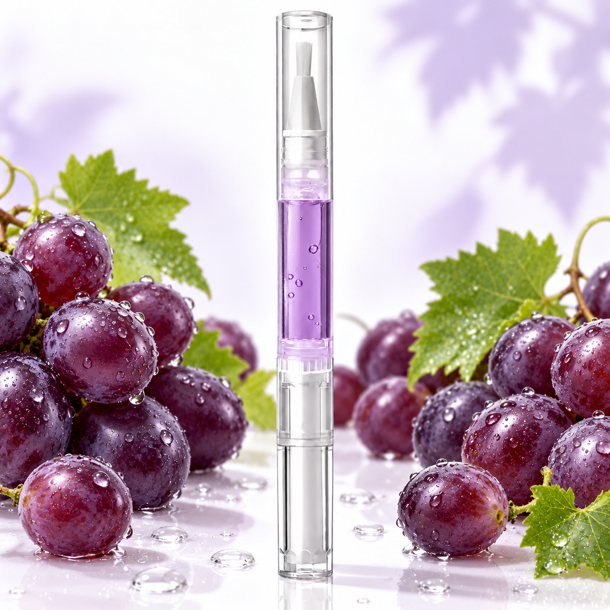     Stylo d’huile à cuticules au raisin avec liquide violet