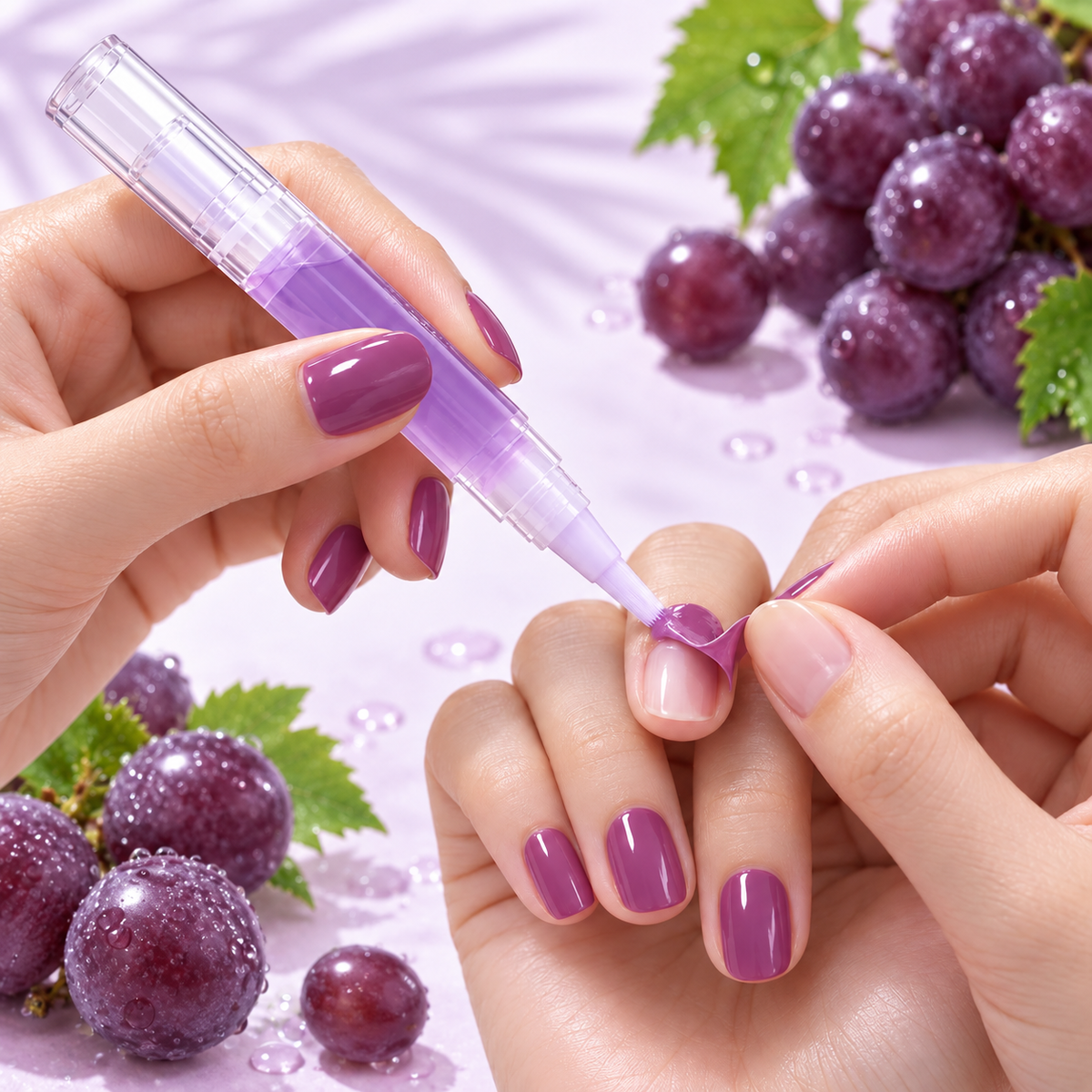    Dépose douce d’un nail patch avec l’huile pour cuticules au raisin