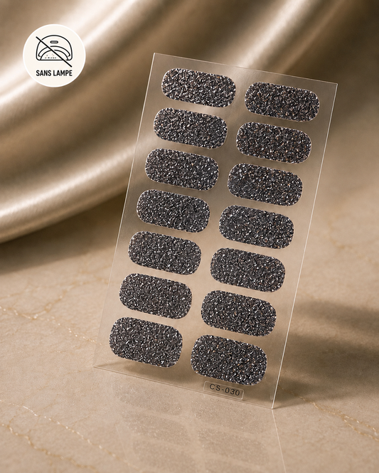 Nail patch noir à paillettes 