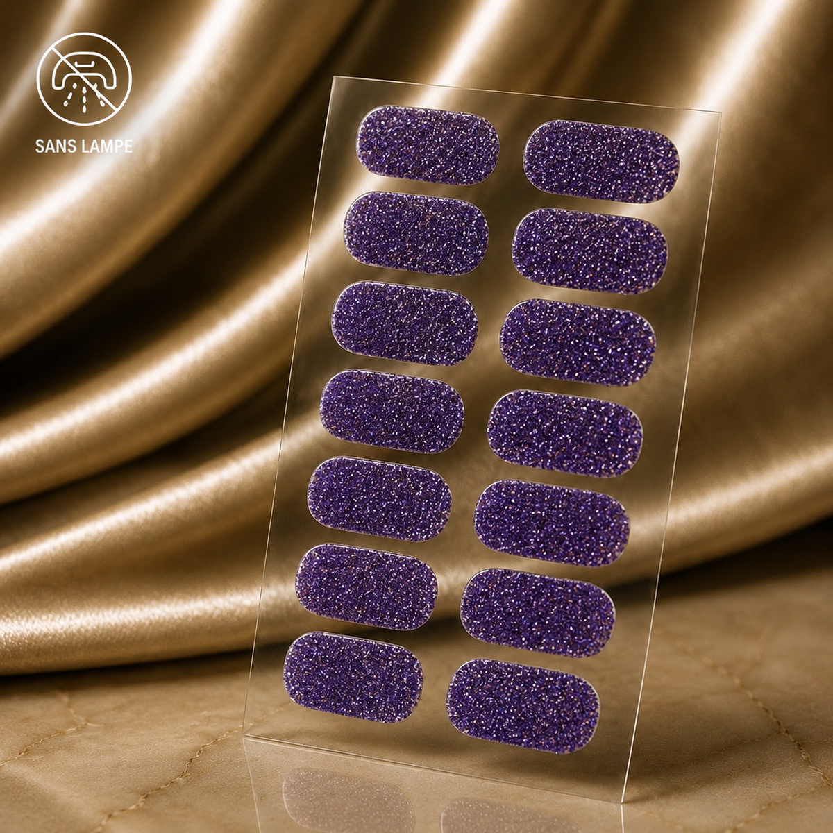 Nail patch violet paillettes 