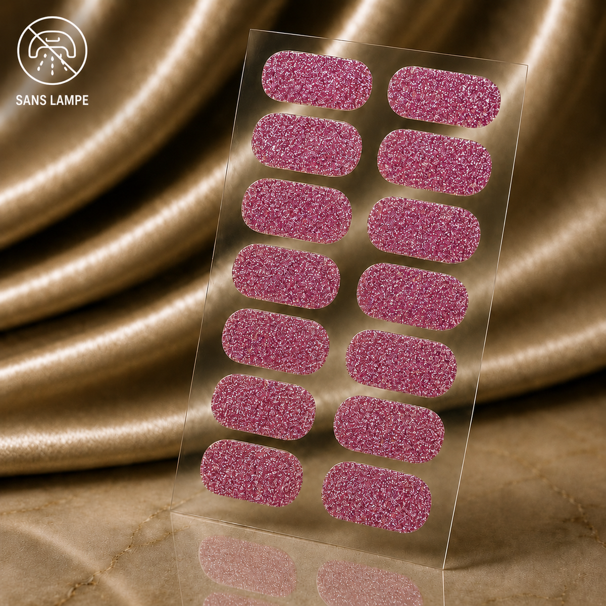 Nail patch framboise paillettes