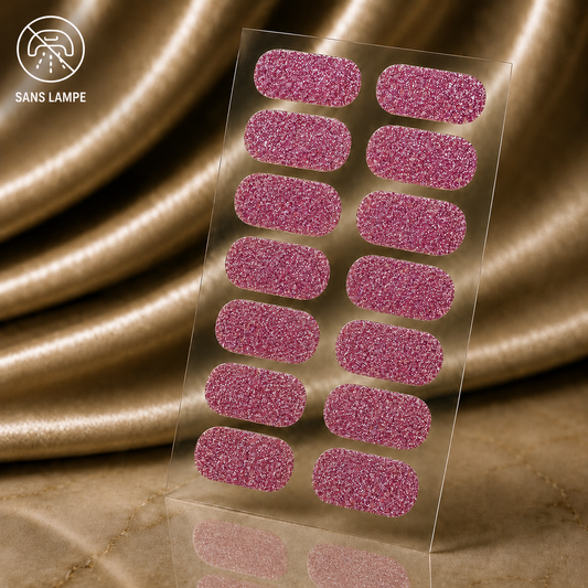 Nail patch framboise paillettes
