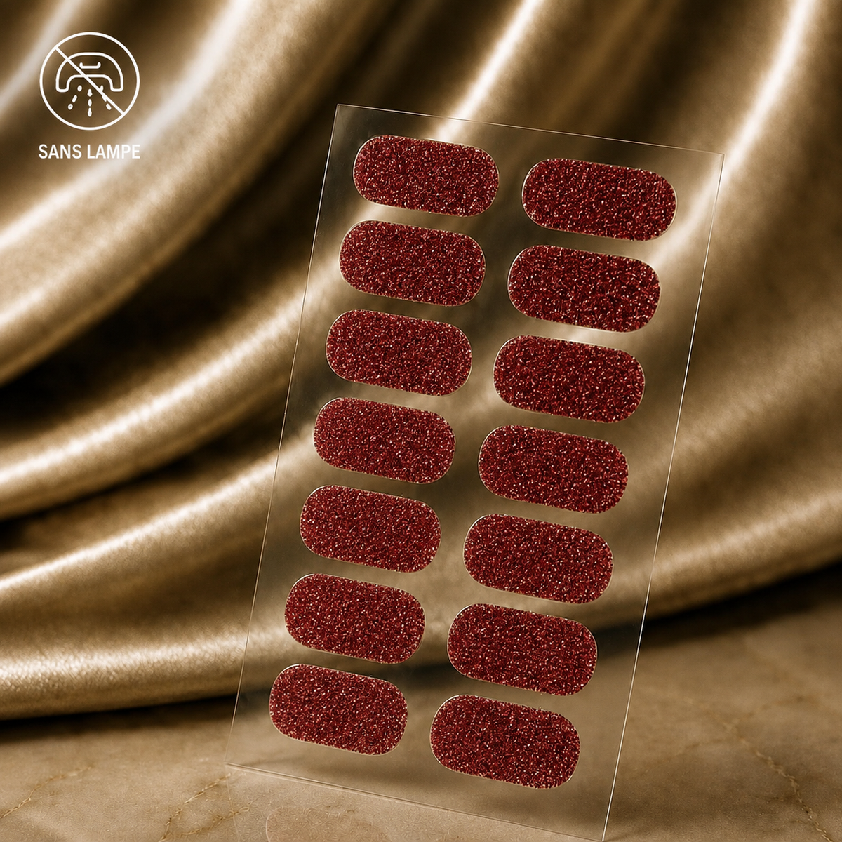 Nail patch rouge à paillettes 